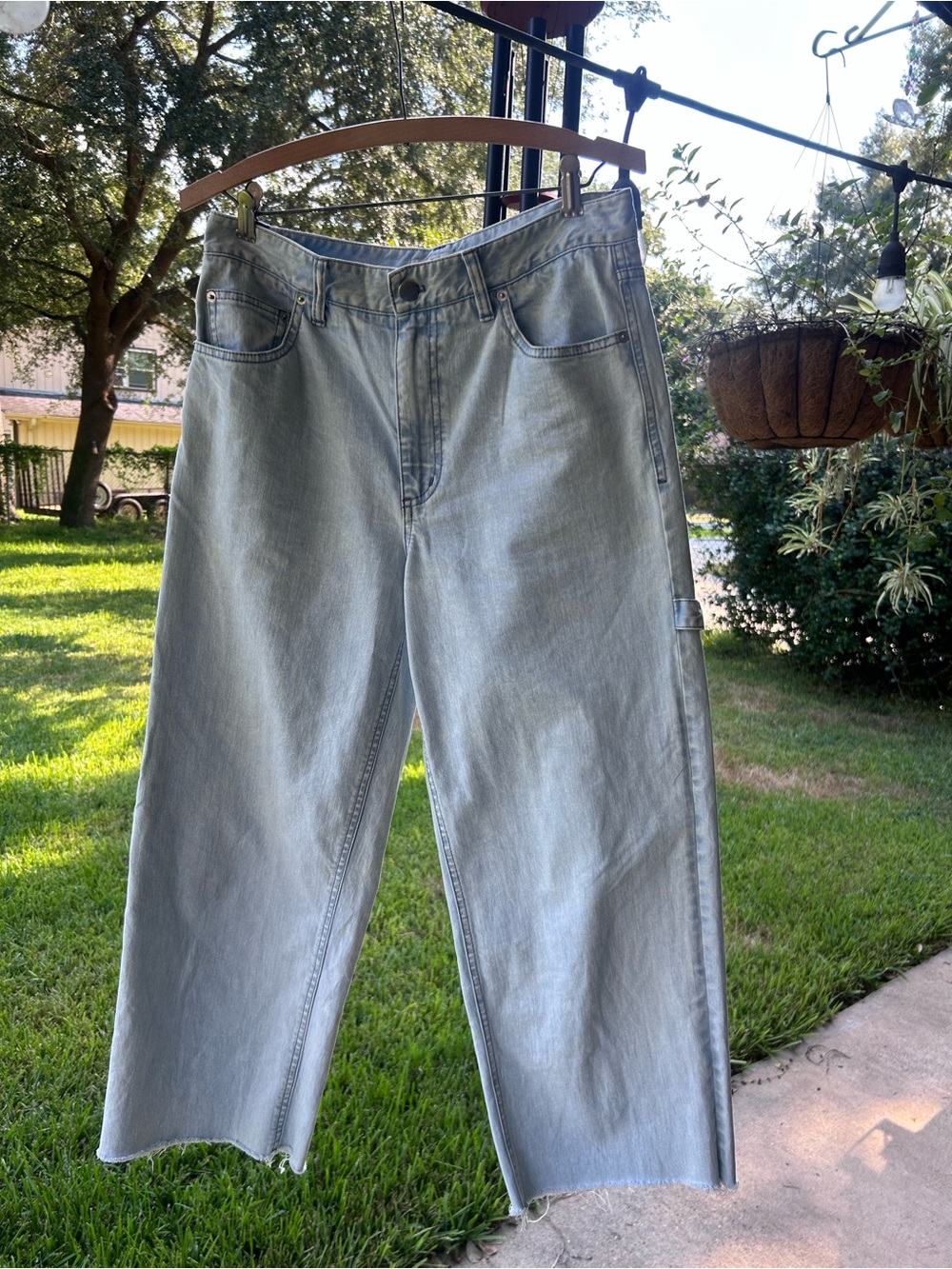 Tibi cropped bleached denim Sam carpenter jeans, 26